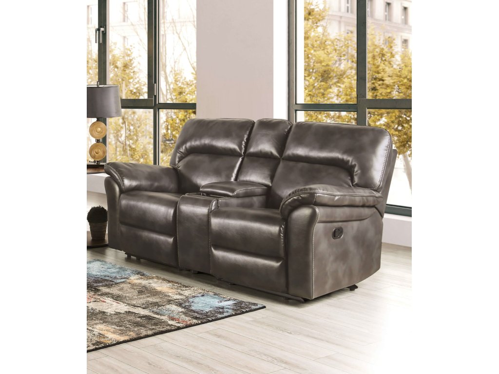 Loveseat, Dark Gray Leatherette - main image