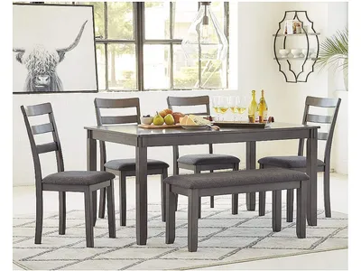 Bridson Dining Table and Chairs with Bench (Set of 6)
