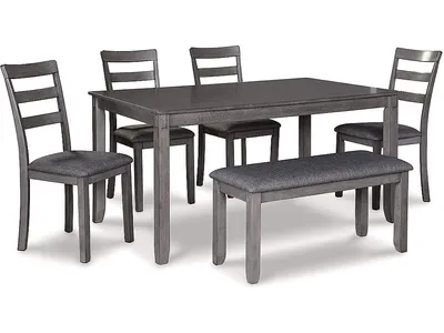Bridson Dining Table and Chairs with Bench (Set of 6)