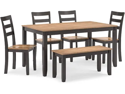 Gesthaven Dining Table with 4 Chairs and Bench (Set of 6)