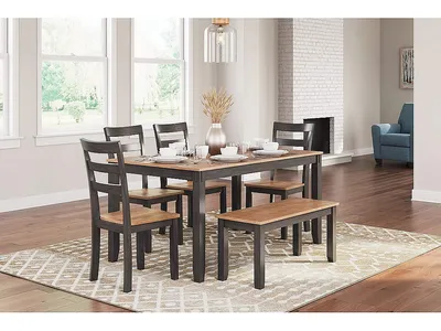 Gesthaven Dining Table with 4 Chairs and Bench (Set of 6)