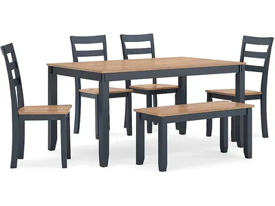 Gesthaven Dining Table with 4 Chairs and Bench (Set of 6)