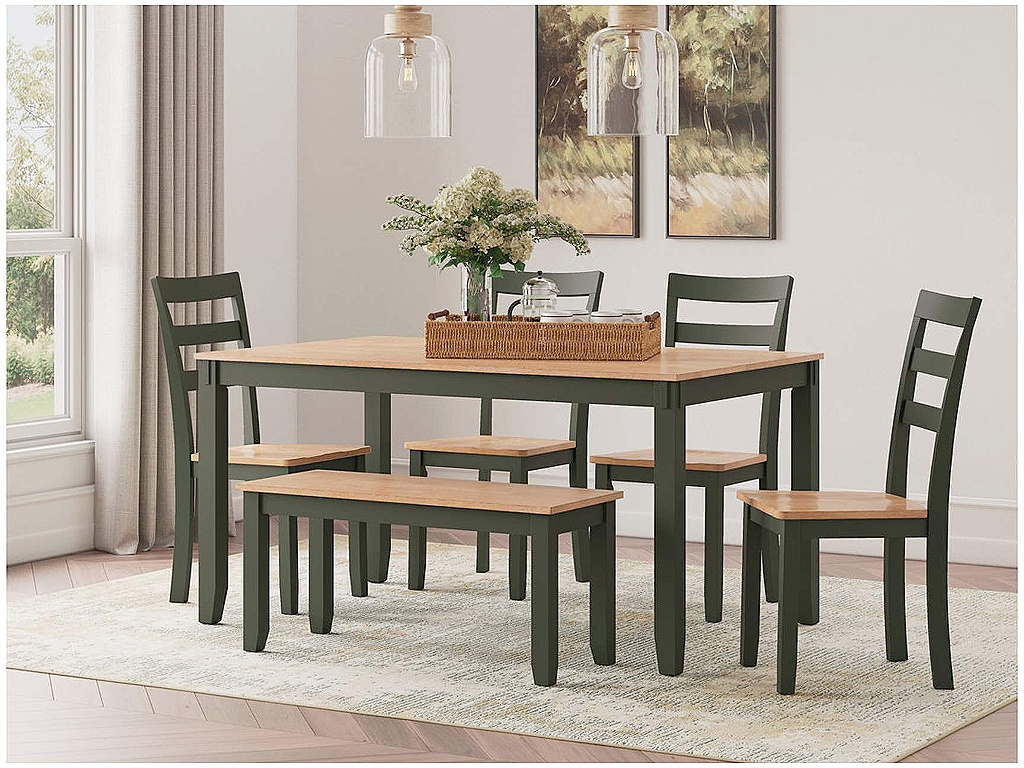 Gesthaven Dining Table with 4 Chairs and Bench (Set of 6) - image 1