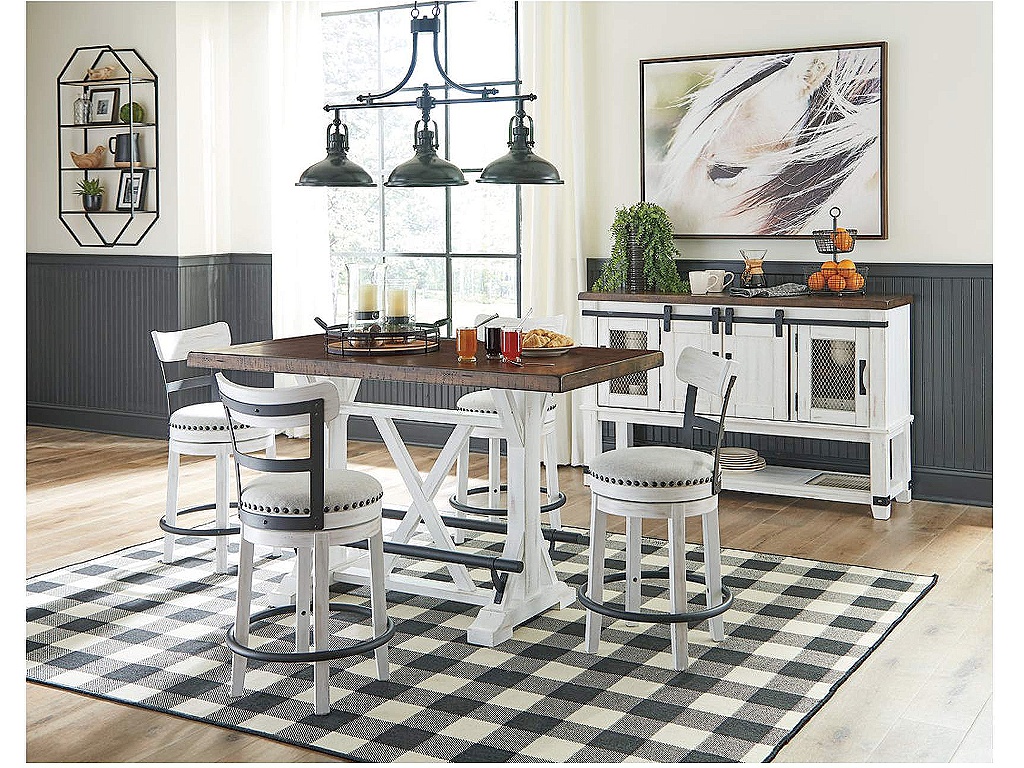 Valebeck Counter Height Dining Table, 4 Barstools and Server - main image