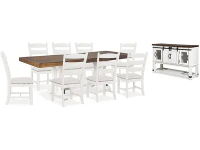 Valebeck Dining Table and 8 Chairs with Server