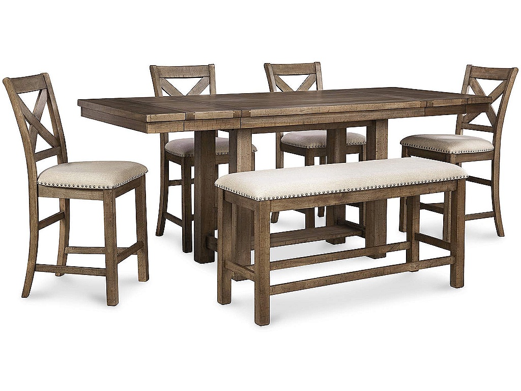 Moriville Counter Height Dining Table with 4 Barstools and Bench - image 1