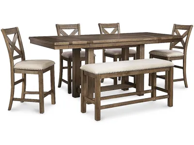 Moriville Counter Height Dining Table with 4 Barstools and Bench - Alternative View