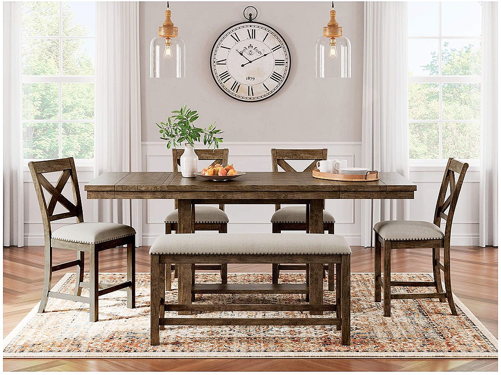 Moriville Counter Height Dining Table with 4 Barstools and Bench - main image