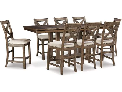 Moriville Counter Height Extension Table and 8 Barstools