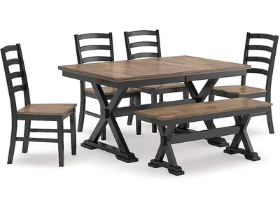 Wildenauer Dining Table, 4 Chairs and Bench