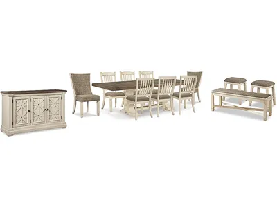 Bolanburg Dining Table with 8 Chairs and Bench with Server and 2 Stools