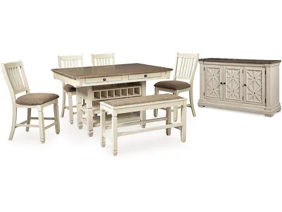 Bolanburg Counter Height Dining Table, 4 Barstools, Bench and Server