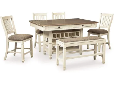 Bolanburg Counter Height Dining Table and 4 Barstools and Bench