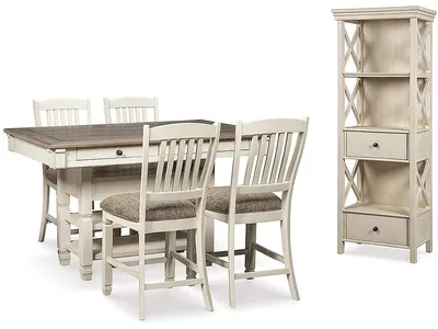Bolanburg Counter Height Dining Table and 4 Barstools with Display Cabinet