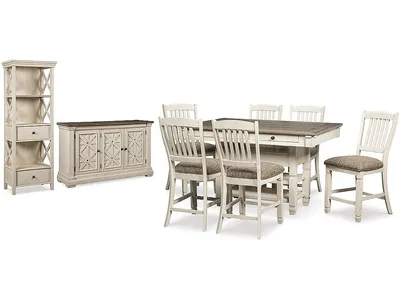 Bolanburg Counter Height Table with 6 Barstools, Server and Display Cabinet