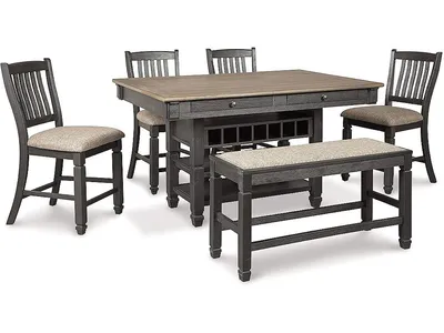 Tyler Creek Counter Height Dining Table and 4 Barstools and Bench