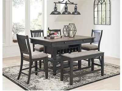 Tyler Creek Counter Height Dining Table and 4 Barstools and Bench