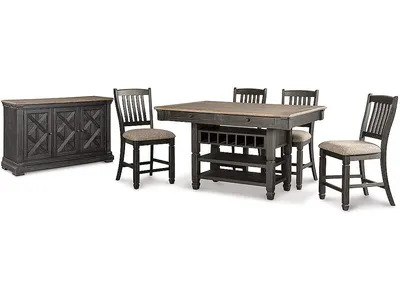 Tyler Creek Counter Height Dining Table and 4 Barstools with Server