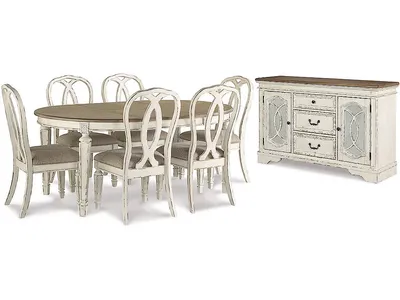 Realyn Dining Table and 6 Chairs with Server