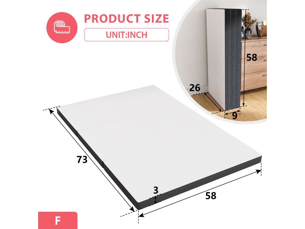3" Queen Tri-Fold Memory Foam Topper - image 7