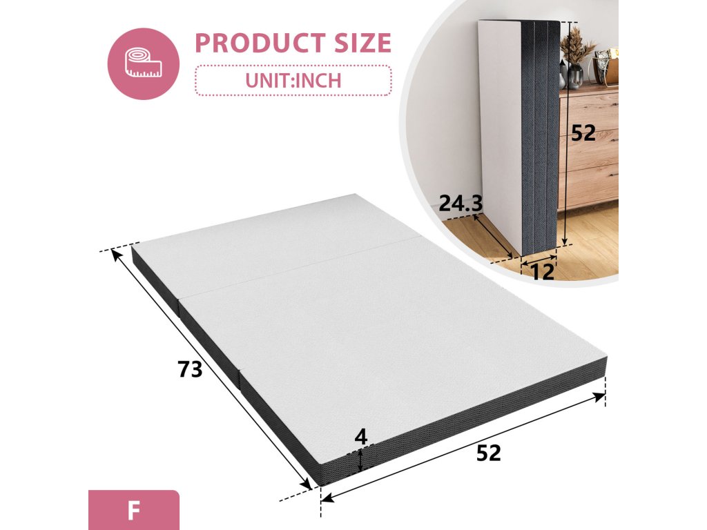 4" Full Tri-Fold Memory Foam Topper - image 7