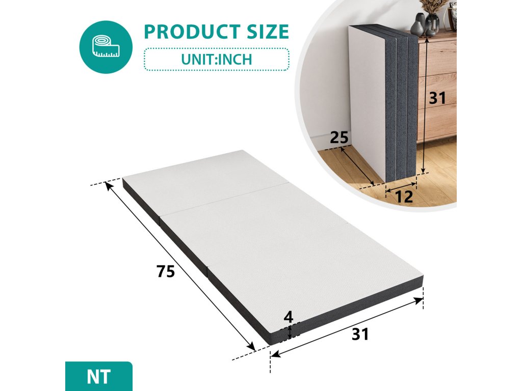 4" Queen Tri-Fold Memory Foam Topper - image 7