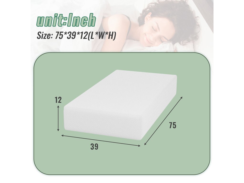 12" Twin Memory Foam Wave Comfort (Roll-In-A-Box) - image 7
