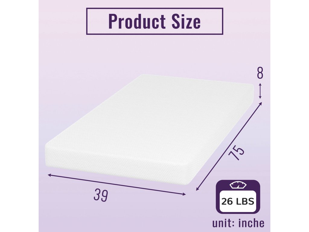 8" Twin Bamboo Charcoal Infused Memory Foam - image 2