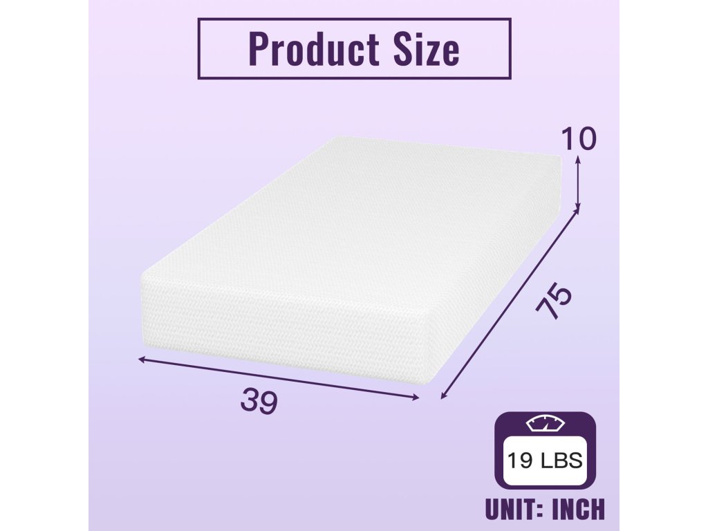 10" Twin Bamboo Charcoal Infused Memory Foam - image 2