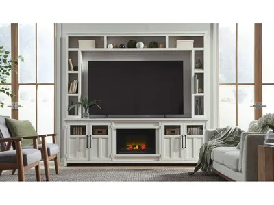 98" Fireplace Console & Hutch