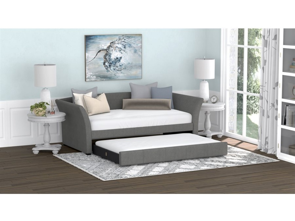 Complete Day Bed W /  Trundle - Light Gray - image 13