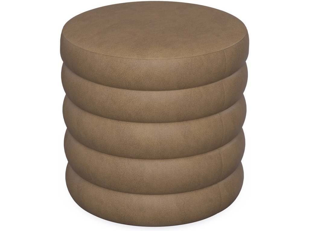 19" Round Channeled Ottoman W /  Storage & Tray - Mocha Pu - main image