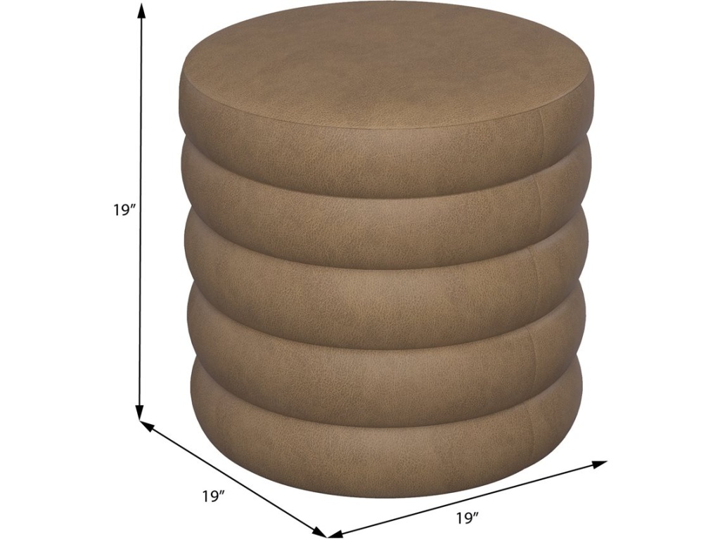 19" Round Channeled Ottoman W /  Storage & Tray - Mocha Pu - image 3