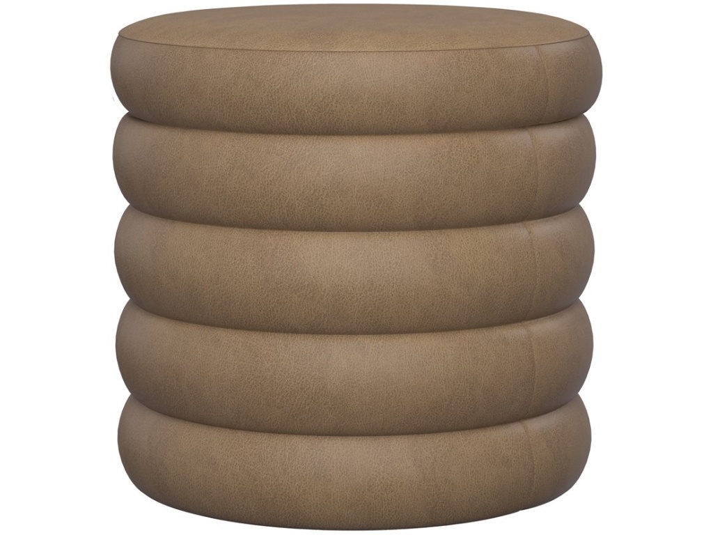 19" Round Channeled Ottoman W /  Storage & Tray - Mocha Pu - image 1