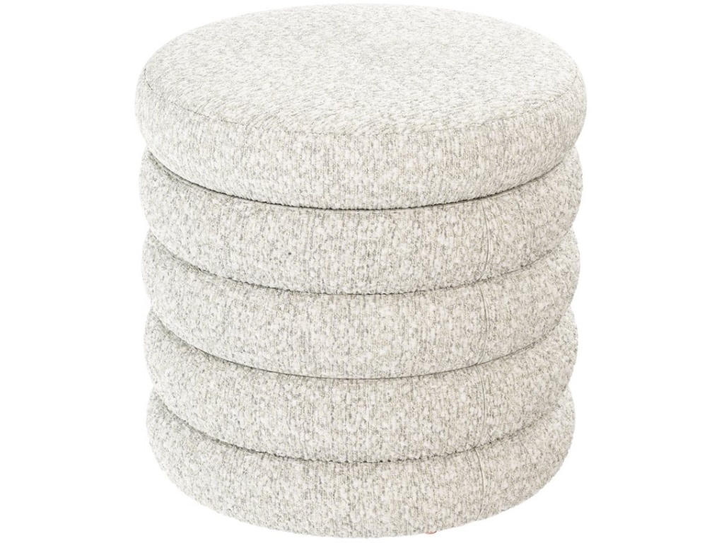19" Round Channeled Ottoman W /  Storage & Tray- Soothe Fog - main image