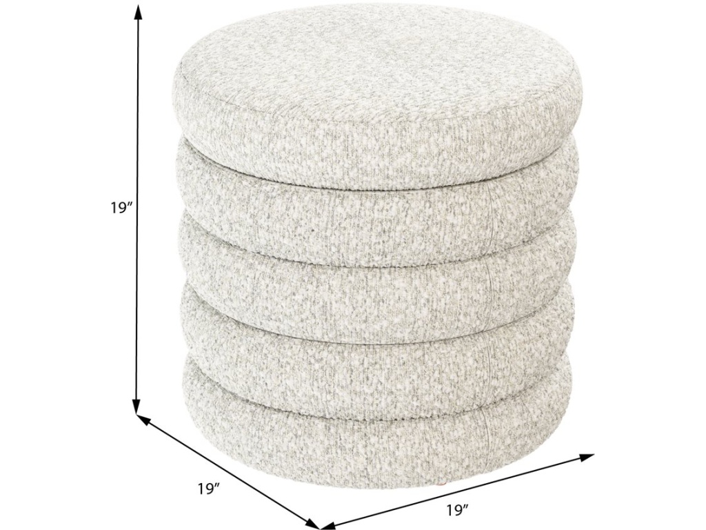 19" Round Channeled Ottoman W /  Storage & Tray- Soothe Fog - image 6