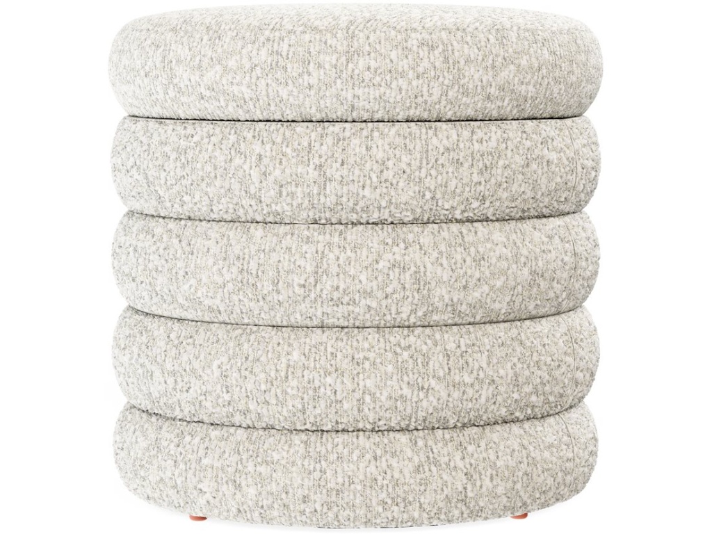 19" Round Channeled Ottoman W /  Storage & Tray- Soothe Fog - image 4