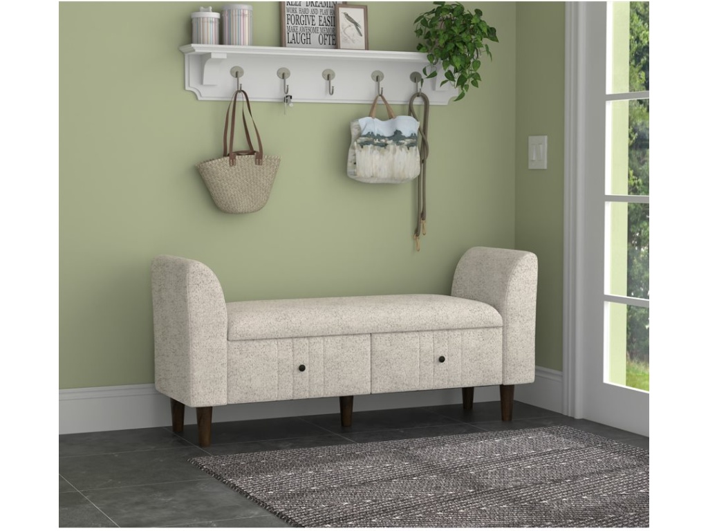 Ottoman W /  2 Storage Drawers - Oatmeal - image 6