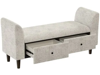 Ottoman W /  2 Storage Drawers - Oatmeal