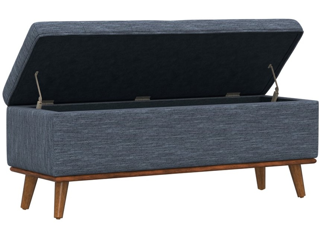 Storage Ottoman W /  Wood Trim - Navy - image 1