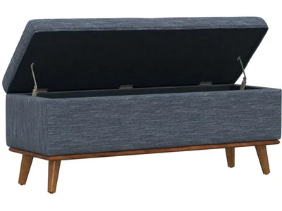 Storage Ottoman W /  Wood Trim - Navy