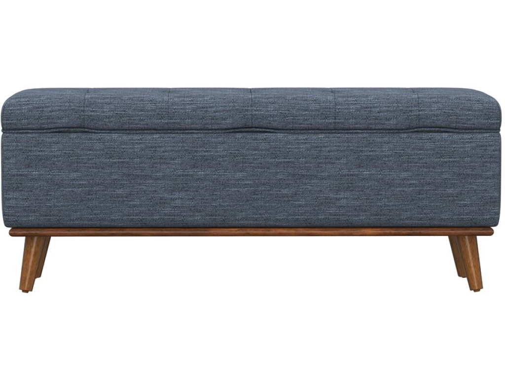 Storage Ottoman W /  Wood Trim - Navy - image 2