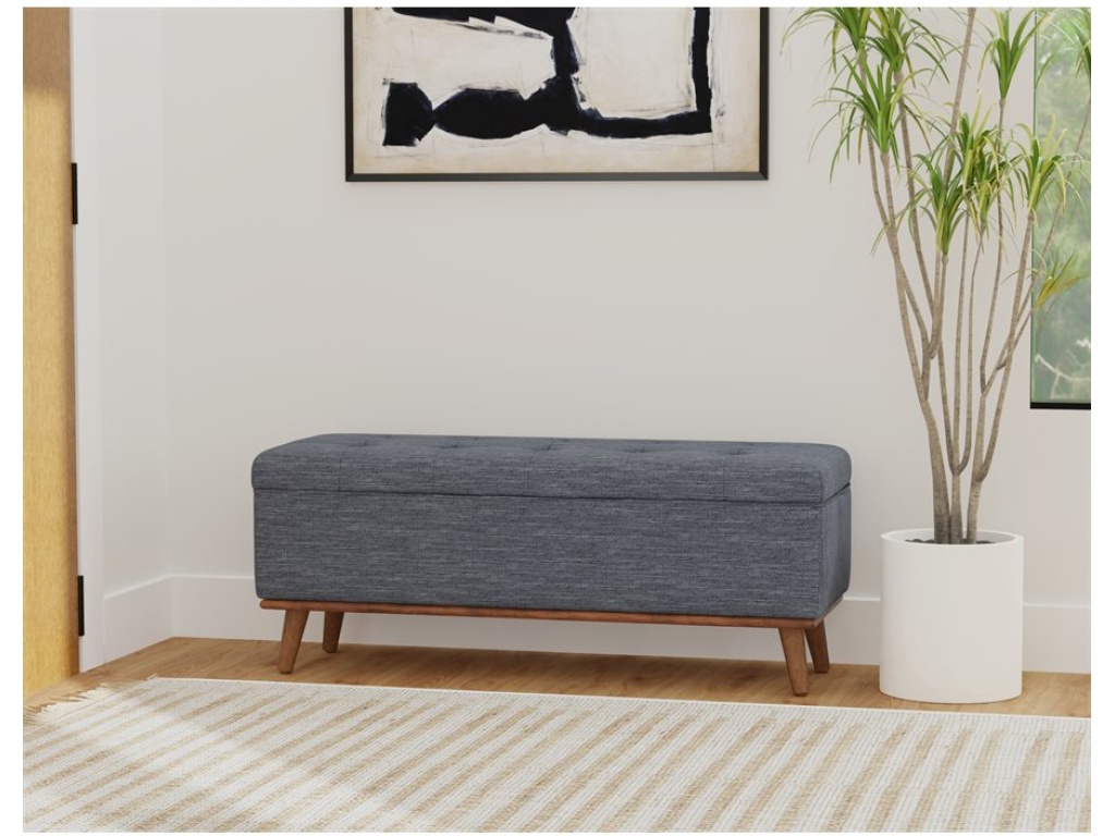 Storage Ottoman W /  Wood Trim - Navy - image 6