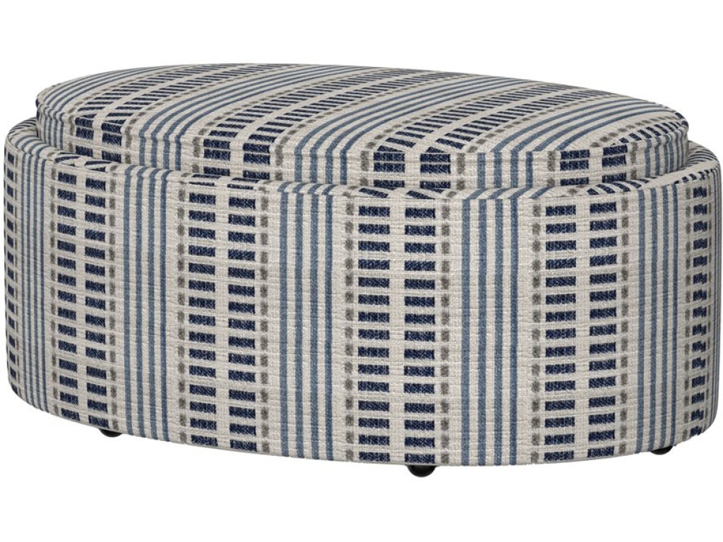 Oval Ottoman W / Storage & Trays - Blue - main image