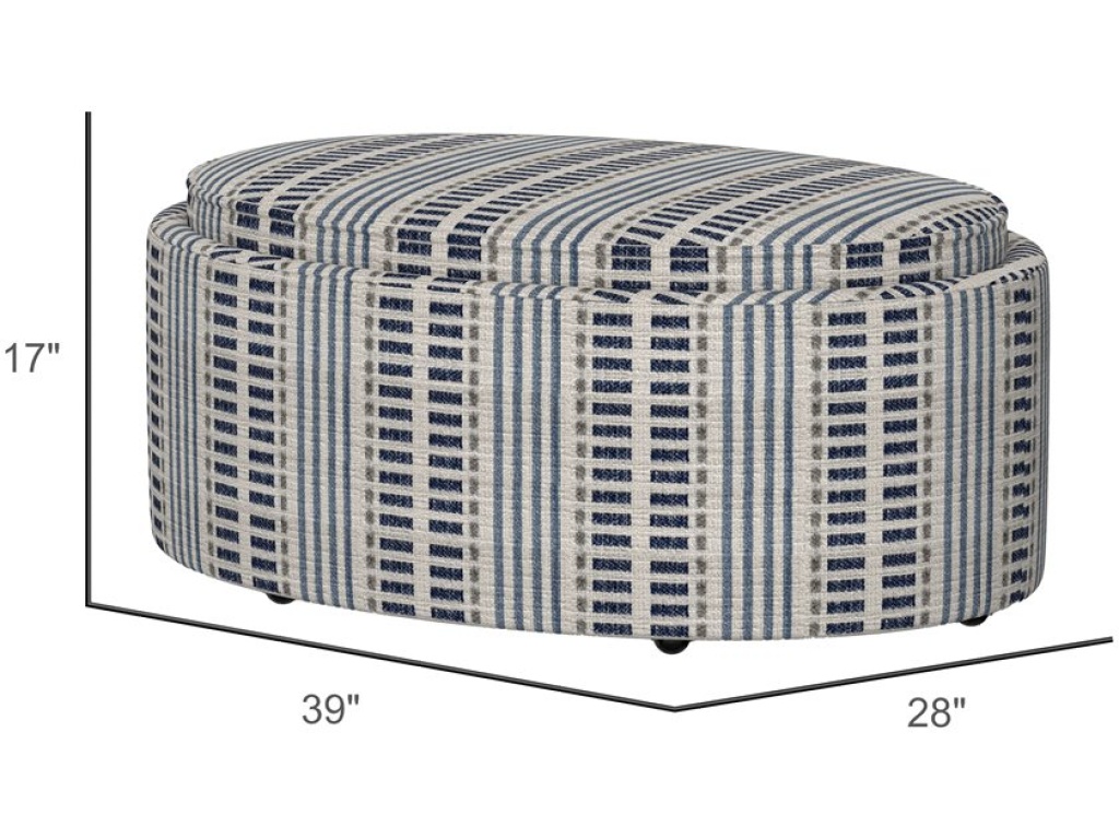 Oval Ottoman W / Storage & Trays - Blue - image 5
