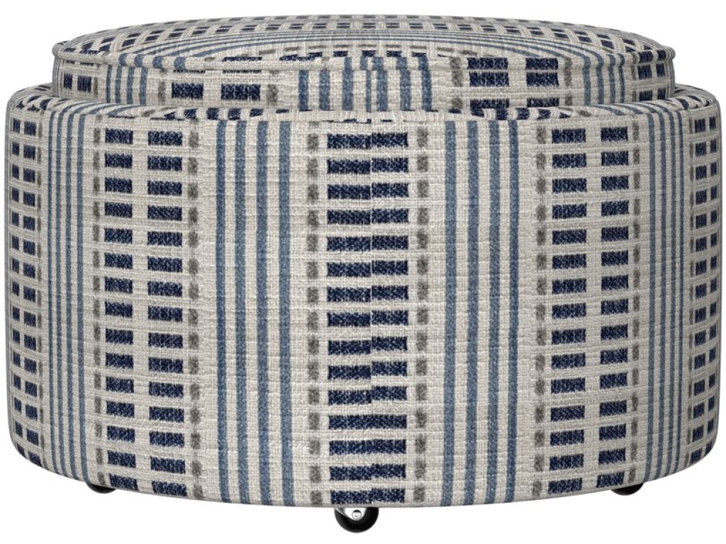 Oval Ottoman W / Storage & Trays - Blue - image 3