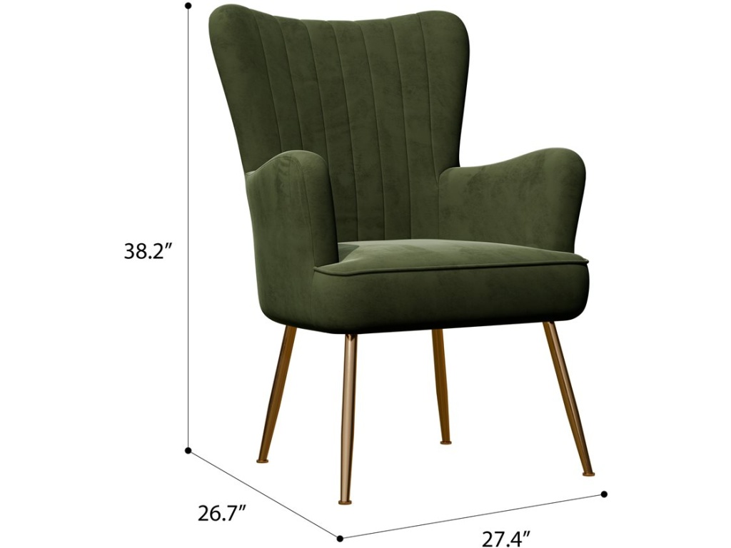 Accent Chair - Green Velvet W /  Gold Legs - image 6