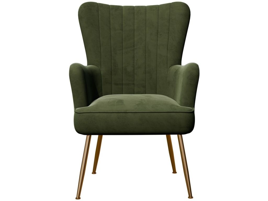Accent Chair - Green Velvet W /  Gold Legs - image 1