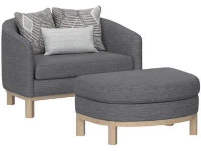 Chair W / 2 Square And 1 Kidney Pillow W /  Storage Ottoman - Gray