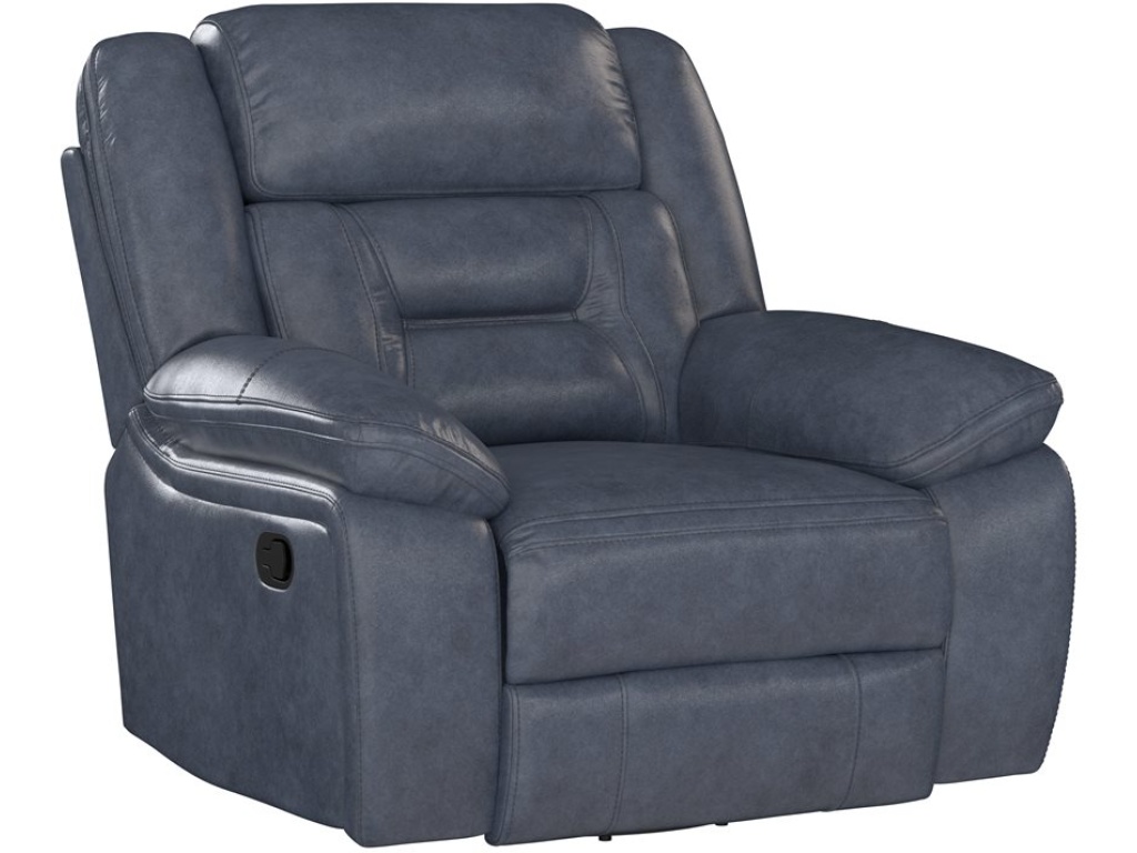 Swivel Glider Recliner - Blue Leather - main image